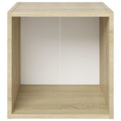 TV-benker 2 stk hvit og sonoma eik 37x35x37 cm konstruert tre