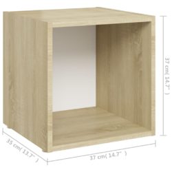 TV-benker 2 stk hvit og sonoma eik 37x35x37 cm konstruert tre