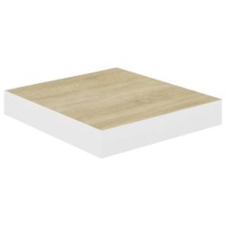 Flytende vegghylle eik og hvit 23×23,5×3,8 cm MDF