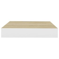 Flytende vegghylle eik og hvit 23×23,5×3,8 cm MDF