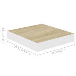 Flytende vegghylle eik og hvit 23×23,5×3,8 cm MDF