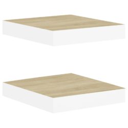 Flytende vegghyller 2 stk eik og hvit 23×23,5×3,8 cm MDF