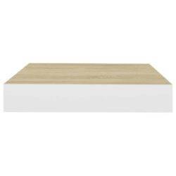 Flytende vegghyller 2 stk eik og hvit 23×23,5×3,8 cm MDF