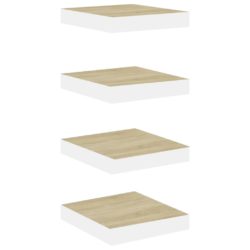 Flytende vegghyller 4 stk eik og hvit 23×23,5×3,8 cm MDF