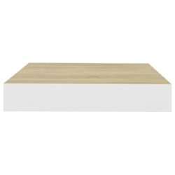 Flytende vegghyller 4 stk eik og hvit 23×23,5×3,8 cm MDF