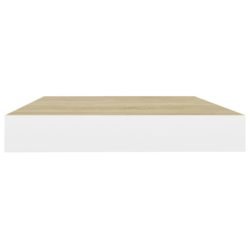 Flytende vegghylle eik og hvit 40x23x3,8 cm MDF