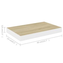 Flytende vegghylle eik og hvit 40x23x3,8 cm MDF