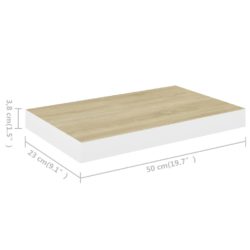 Flytende vegghylle eik og hvit 50x23x3,8 cm MDF