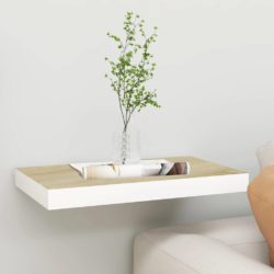 Flytende vegghylle eik og hvit 50x23x3,8 cm MDF