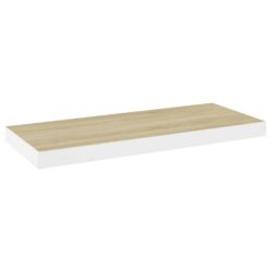 Flytende vegghylle eik og hvit 60×23,5×3,8 cm MDF