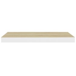 Flytende vegghylle eik og hvit 60×23,5×3,8 cm MDF