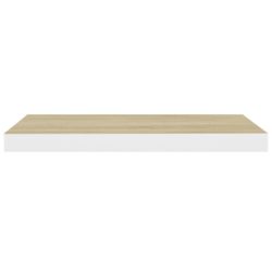 Flytende vegghyller 4 stk eik og hvit 60×23,5×3,8 cm MDF