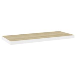 Flytende vegghylle eik og hvit 80×23,5×3,8 cm MDF