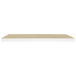 Flytende vegghylle eik og hvit 80×23,5×3,8 cm MDF