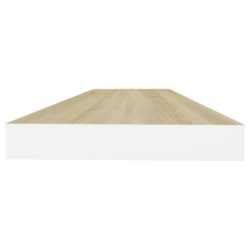 Flytende vegghylle eik og hvit 80×23,5×3,8 cm MDF