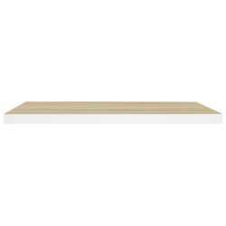 Flytende vegghyller 2 stk eik og hvit 80×23,5×3,8 cm MDF