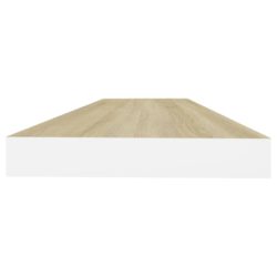 Flytende vegghyller 2 stk eik og hvit 80×23,5×3,8 cm MDF