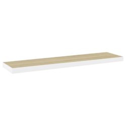 Flytende vegghyller 2 stk eik og hvit 90×23,5×3,8 cm MDF