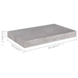 Flytende vegghyller 4 stk betonggrå 40x23x3,8 cm MDF