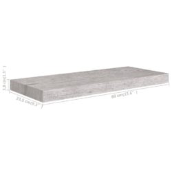 Flytende vegghyller 2 stk betonggrå 60×23,5×3,8 cm MDF