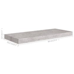 Flytende vegghyller 4 stk betonggrå 60×23,5×3,8 cm MDF