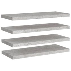 Flytende vegghyller 4 stk betonggrå 80×23,5×3,8 cm MDF