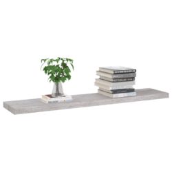 Flytende vegghyller 2 stk betonggrå 120×23,5×3,8 cm MDF