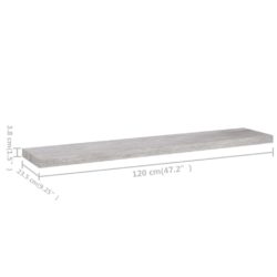 Flytende vegghyller 2 stk betonggrå 120×23,5×3,8 cm MDF