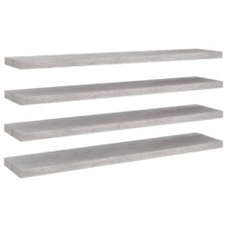 Flytende vegghyller 4 stk betonggrå 120×23,5×3,8 cm MDF