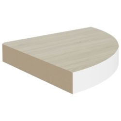 Hjørnehylle vegghengt eik og hvit 25x25x3,8 cm MDF