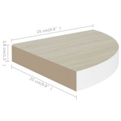 Hjørnehylle vegghengt eik og hvit 25x25x3,8 cm MDF