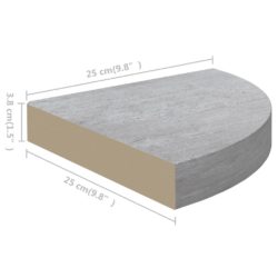 Hjørnehyller vegghengt 2 stk betonggrå 25x25x3,8 cm MDF