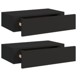 Veggmonterte skuffehyller 2 stk svart 40×23,5×10 cm MDF