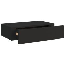 Veggmonterte skuffehyller 2 stk svart 40×23,5×10 cm MDF