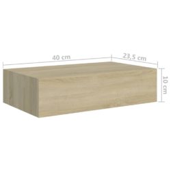 Veggmontert skuffehylle eik 40×23,5×10 cm MDF