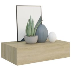 Veggmonterte skuffehyller 2 stk eik 40×23,5×10 cm MDF