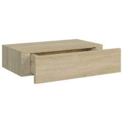 Veggmonterte skuffehyller 2 stk eik 40×23,5×10 cm MDF