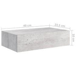 Veggmonterte skuffehyller 2 stk betonggrå 40×23,5×10 cm MDF