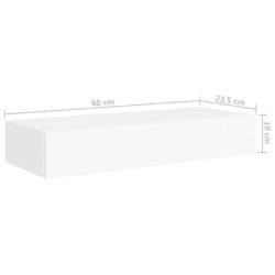 Veggmonterte skuffehyller 2 stk hvit 60×23,5×10 cm MDF