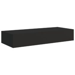 Veggmontert skuffehylle svart 60×23,5×10 cm MDF