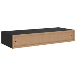 Veggmontert skuffehylle svart 60×23,5×10 cm MDF