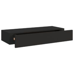 Veggmontert skuffehylle svart 60×23,5×10 cm MDF