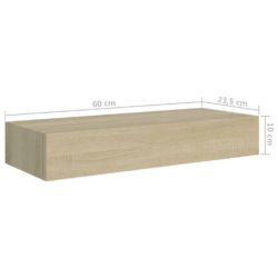 Veggmonterte skuffehyller 2 stk eik 60×23,5×10 cm MDF