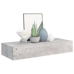 Veggmonterte skuffehyller 2 stk betonggrå 60×23,5×10 cm MDF