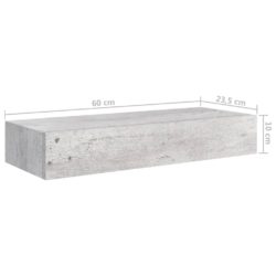 Veggmonterte skuffehyller 2 stk betonggrå 60×23,5×10 cm MDF