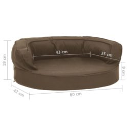 Ergonomisk hundeseng med linutseende 60×42 cm brun