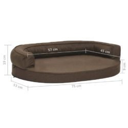 Ergonomisk hundeseng 75×53 cm linutseende brun