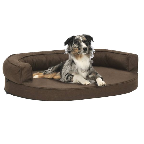 Ergonomisk hundeseng 75×53 cm linutseende brun