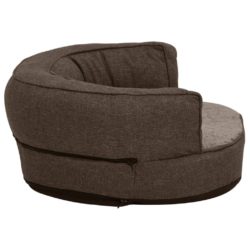 Ergonomisk hundeseng med linutseende og fleece 60×42 cm brun