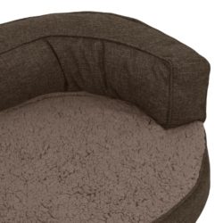 Ergonomisk hundeseng med linutseende og fleece 60×42 cm brun